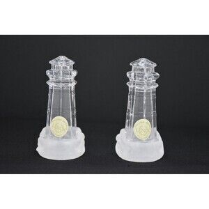 Lenox Full Lead Crystal Lighthouse Salt & Pepper Shakers Germany New in Box
